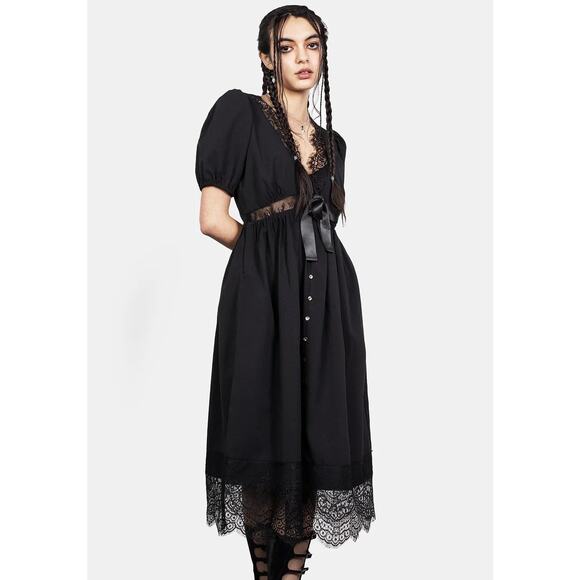 Disturbia Mortuary Lace Button Up Midi Dress NEW size 6 US 10 ULK - Picture 1 of 5